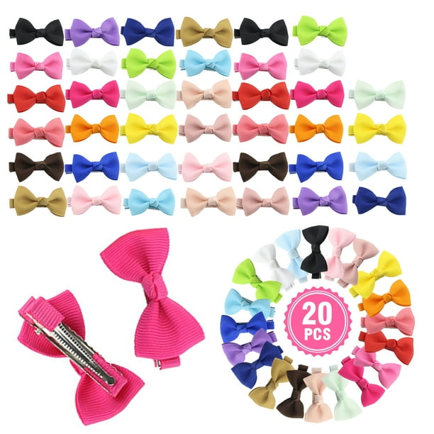 8pcs 1.5" Mini Boutique Hair bows Baby Infant Girls Handmade clips 